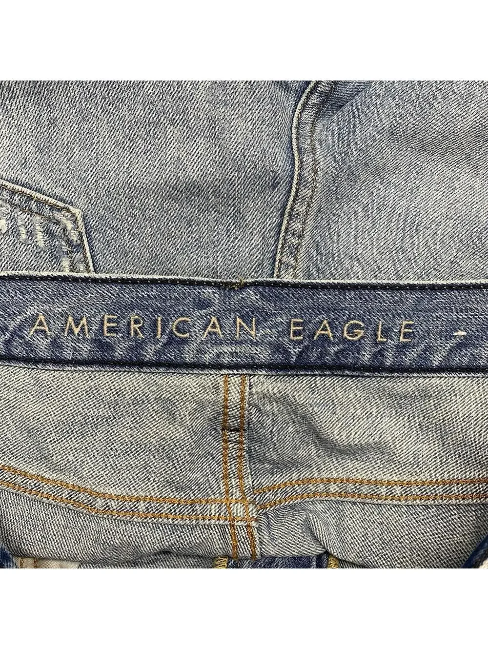 American Eagle Relaxed Slim Jeans Mens 36x30 Blue Distressed Ripped Straight Leg